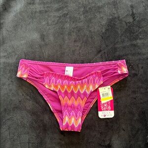 Hula Honey Hot Pink Bikini Bottoms with Orange Chevron Accents